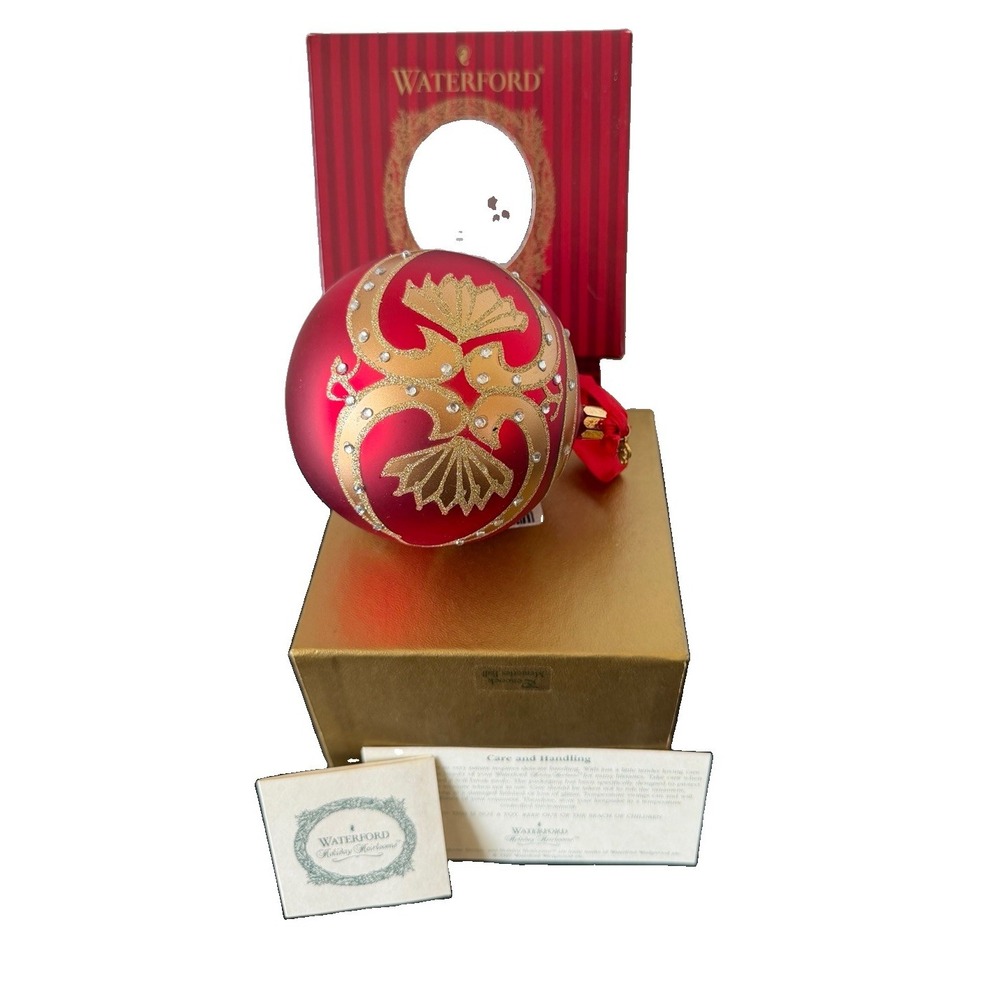 Waterford Holiday Heirlooms Winter Wonderland Peacock Red Ball Limited Ornament